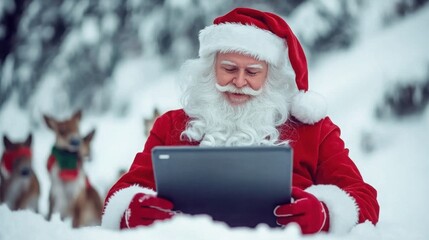 Santa Fixes Sleigh Using GPS Technology in Winter Wonderland