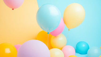 Incorporate a bright, cheerful color palette with pastel hues for the background to create a light, positive atmosphere. Colors like soft yellows, light blues, and pinks can enhance the feeling of joy