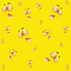 Emoticons seamless pattern. Facial expression seamless pattern vector background. Smiles face texture template. Modern smileys for textiles, interior design, book design, website Background. EPS10.