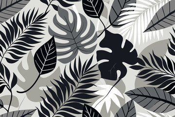 Minimalist Tropical Leaves with Monochrome Style