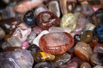 close-up of various stones of different sizes and colors