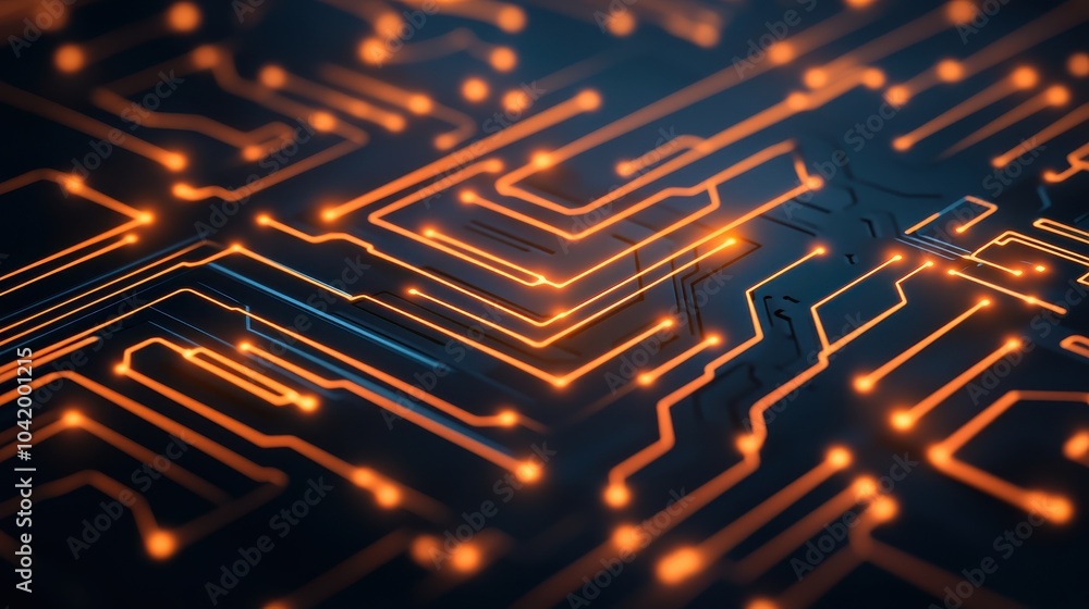 Poster glowing circuit patterns on dark background