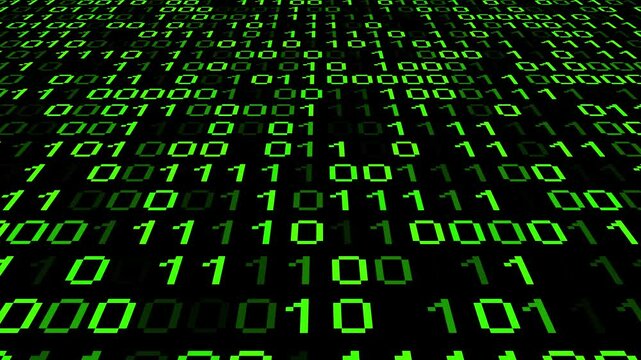 Perspective wall of binary code digital pattern background