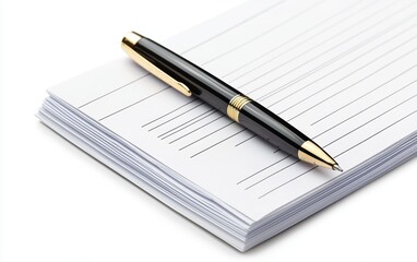 Naklejka premium A delivery manifest sheet, isolated on white, with a pen and completed form