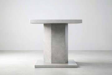 Reflected concrete exhibition podium on white background