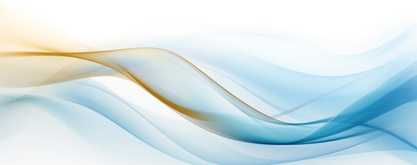 Fototapeta premium Abstract flowing blue and gold lines with smooth gradient on white background. Modern minimalist wave design for corporate presentations, website backgrounds, digital wallpapers, graphic projects
