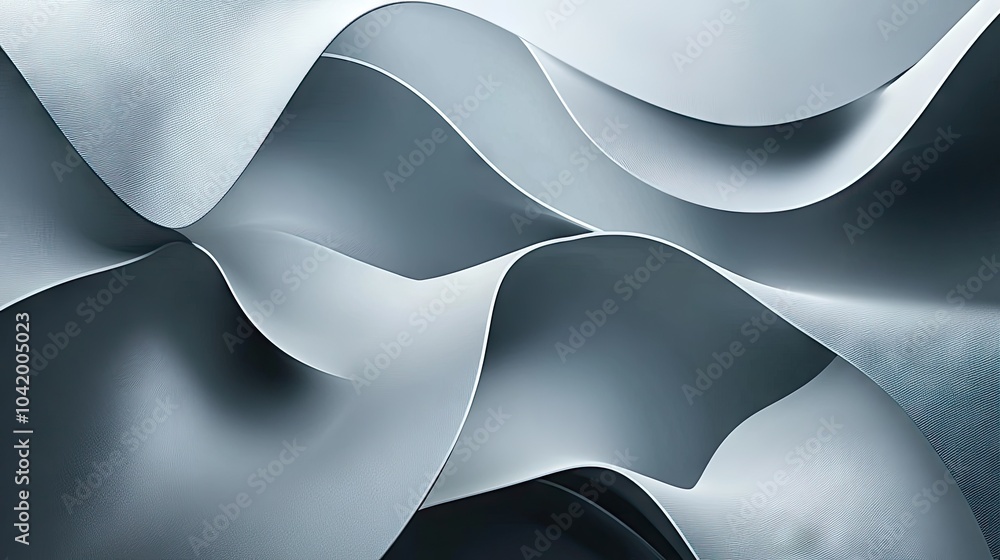 Poster a sleek monochromatic abstract background with smooth curves and gradients in slate gray and silver,