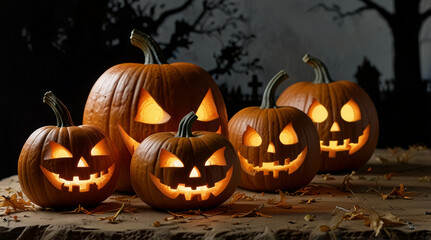 a creepy and ugly pumpkins making funny from afraid kids