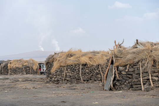 Volcanic landscape near the active volcano Mount Erta Ale, Ethiopia