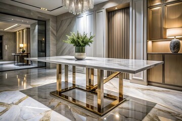 Obraz premium Reflected contemporary table on high end marble surface