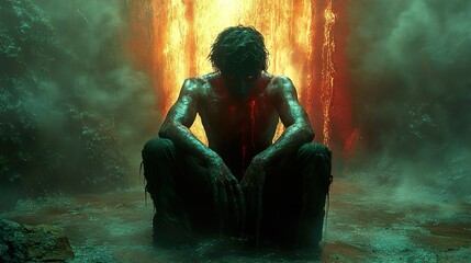 Dark Fantasy Creature in a Surreal Landscape