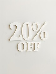 White '20% OFF' Promotional Sign on a White Background