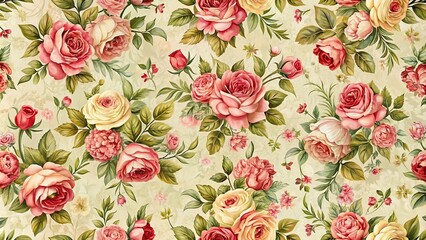 vintage style rose floral pattern for wallpaper and packaging