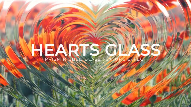Hearts Ribbed Glass Texture Effect