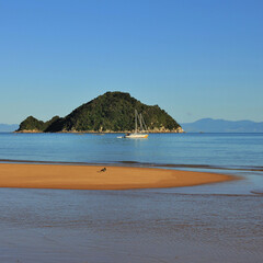 Onetahuti Bay and Tonga Island, Abel Tasman National Park, New Zealand.