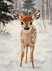 deer in winter forest