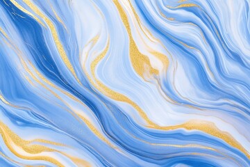 Obraz premium Blue and gold marble texture pattern with fluid lines.