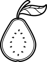 Guava fruit outline illustration vector