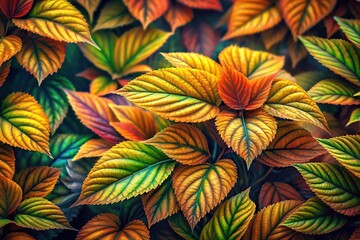 Fototapeta premium Depth of field painting of leaves in plant background