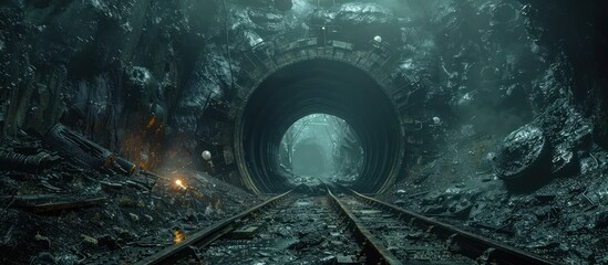 A Gloomy Tunnel with Tracks Leading to the Unknown