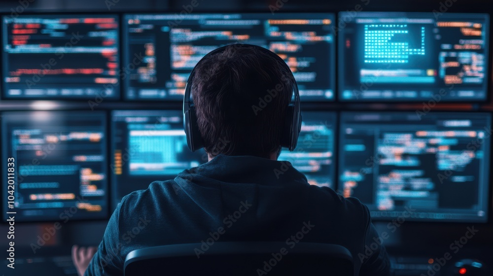 Poster futuristic data analysis in a high-tech environment