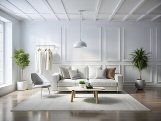 Fototapeta premium Serene Abstract White Minimal Interior with Soft Lighting - Modern Design Aesthetic for Fashion Photography