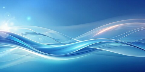 Naklejka premium Serene Blue Gradient Abstract Background with Soft Waves for Calmness and Relaxation