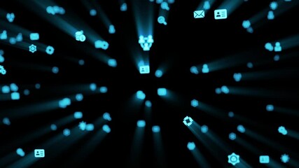 flying business icons, seamless looping