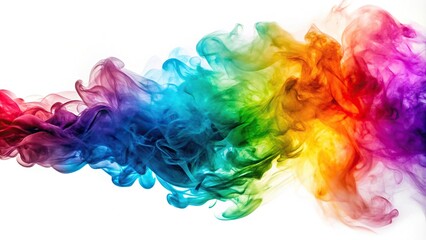 Vivid colored smoke against white background, low angle view
