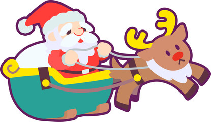 ソリに乗るサンタクロースのイラスト
