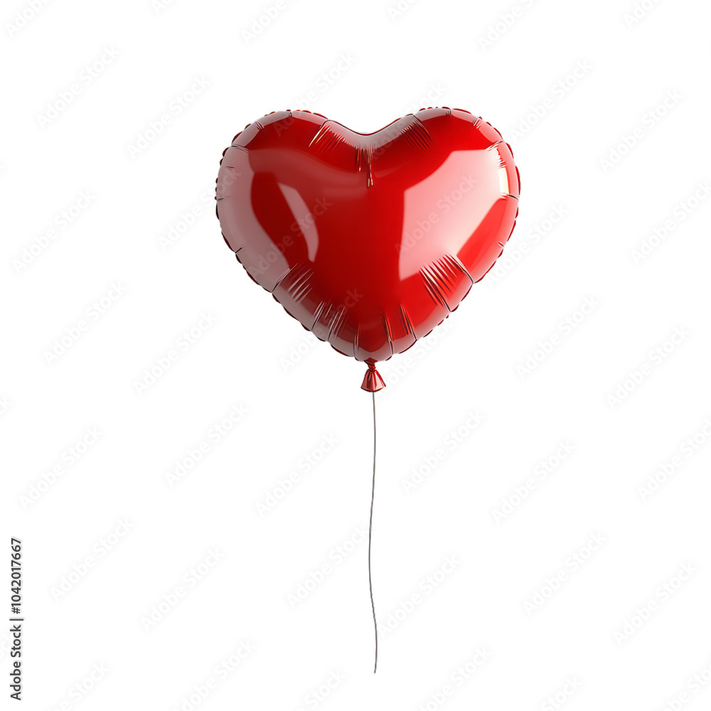 Aufkleber 3d heart shaped balloon emoji in red floating with a string isolated on a transparent background for