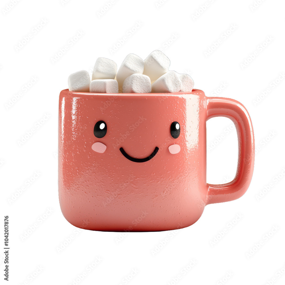 Aufkleber 3d hot cocoa mug emoji with whipped cream and marshmallows isolated on a transparent background for 
