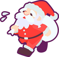 あわてて走るサンタクロースのイラスト