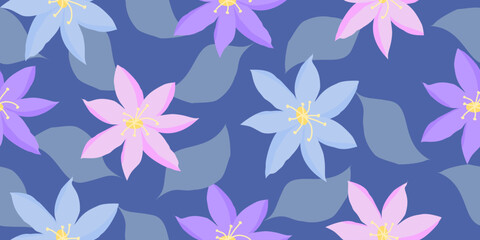 Flower seamless background. Minimalistic abstract floral pattern Hand drawn flowers for fabric, textiles