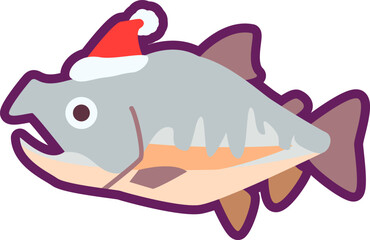 かわいいクリスマスサーモンのイラスト