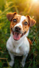 Playful Jack Russell Terrier in Vibrant Outdoor Setting with Sunlit Green Grass