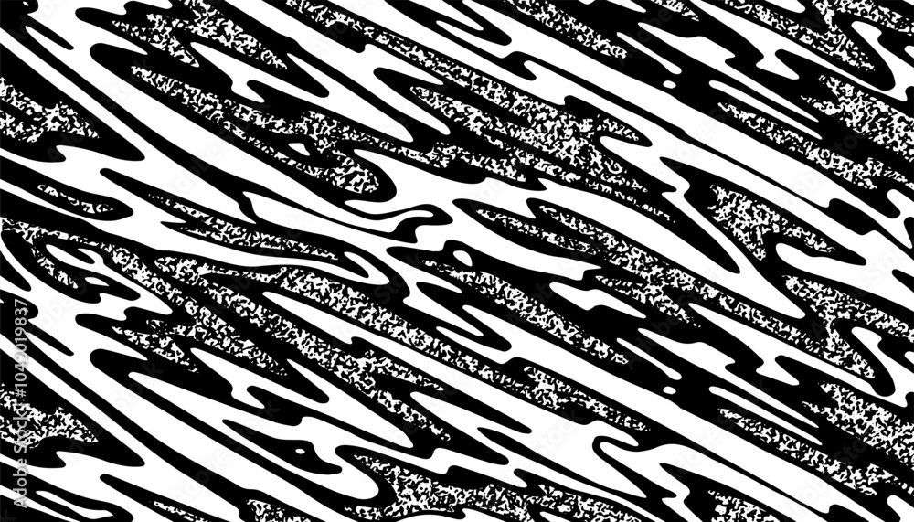 Poster black and white abstract dynamic lines pattern. fluid effect marble pattern with grunge effect. vect