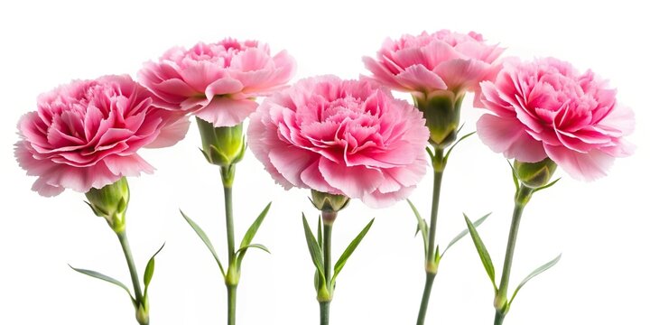 Pink carnations on white background
