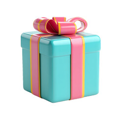 3D wrapped gift box emoji in festive colors isolated on a transparent background 