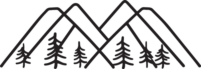 Obraz premium Line art mountain vector, Hand-drawn mountain peak vector art,