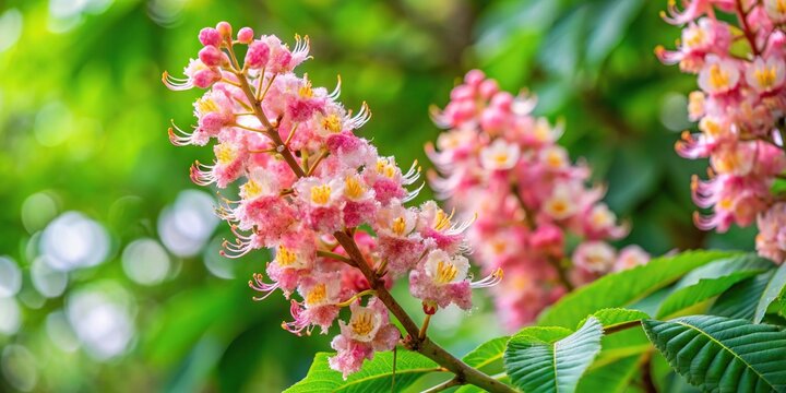 Pink chestnut inflorescence in spring closeup medium shot