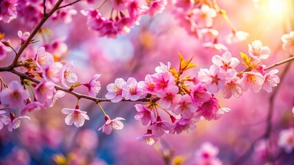 Colorful cherry blossom on plain background