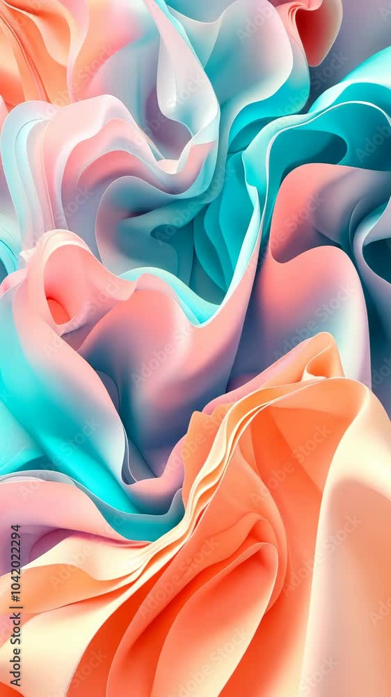 Poster dynamic waves of abstract fabric flowing and transforming colors