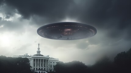 Naklejka premium The White House anomaly: UFO sighting captured in the nation's capital.