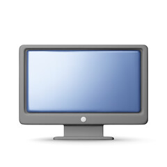 3d black PC monitor with empty screen isolated. Render computer LCD display mock up with blank screen. Flat tv icon. Technology concept. 3D rendering. Minimal vector illustration