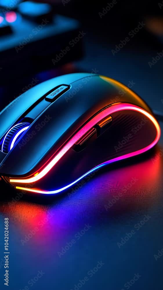 Poster dynamic gaming mouse showcasing vibrant rgb lights while transitioning through a spectrum of colors 