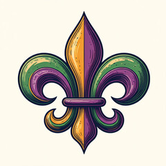 colorful fleur de lis mardi gras illustration design