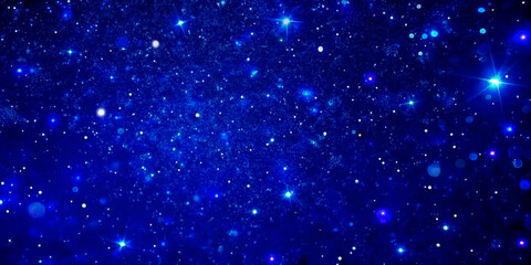 Fototapeta premium Stunning deep blue space background with twinkling stars and cosmic particles, ideal for science projects, astronomy educational content, and universe-themed designs