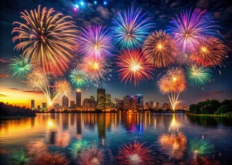 Fototapeta premium Spectacular Fireworks Display to Celebrate 30th Anniversary of Independence Night