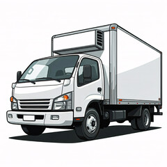 white delivery truck cartoon illustration